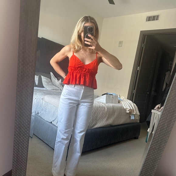 Red Crop Top with Open Back - Picture 2 of 6